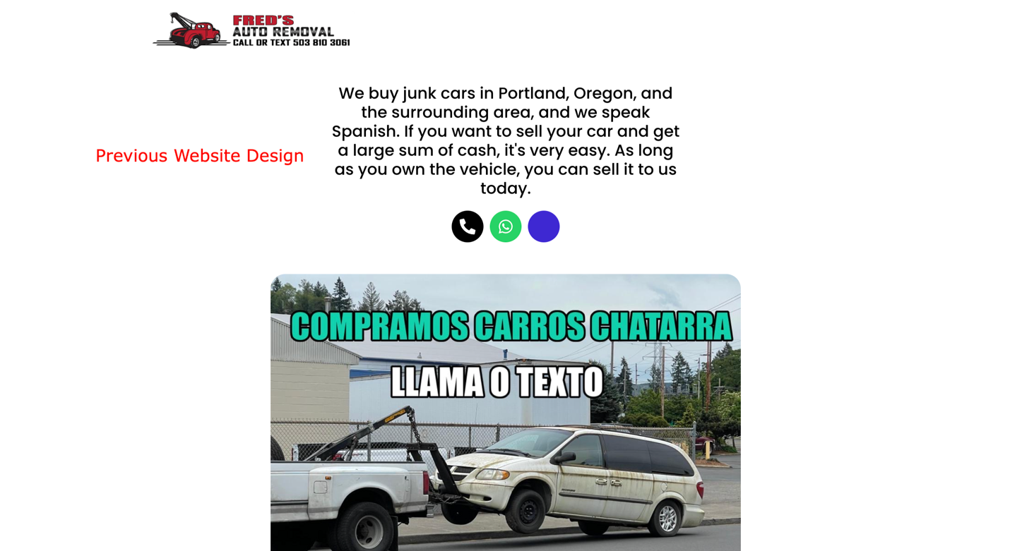 Wordpress Website redesign-Freds Auto Removal