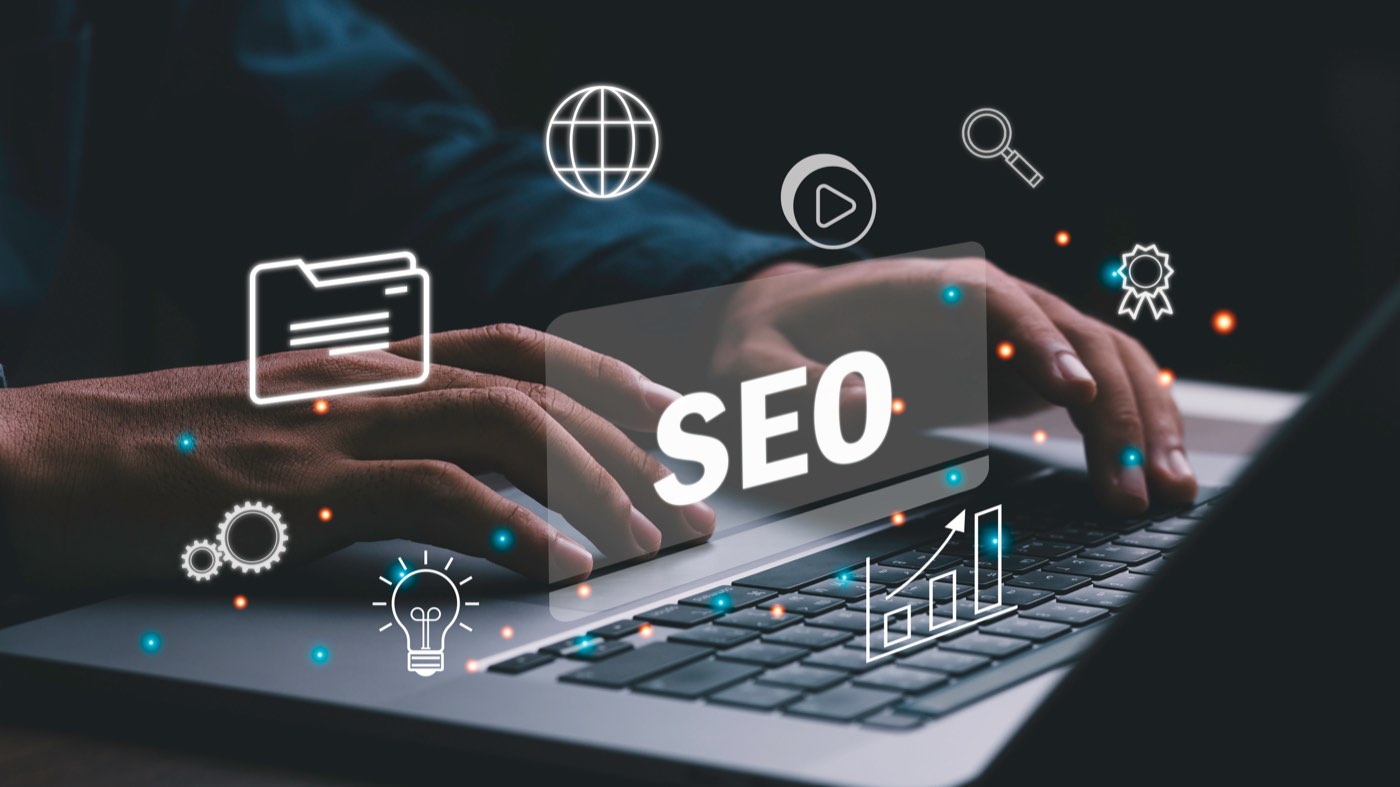 Blueprint grid of a web page with an SEO checklist — on-page SEO blueprint